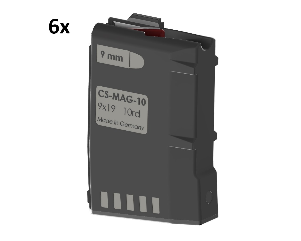 CS-Mag-10 AR15 Magazin 9mm - 6er Bundle mit Kopplern